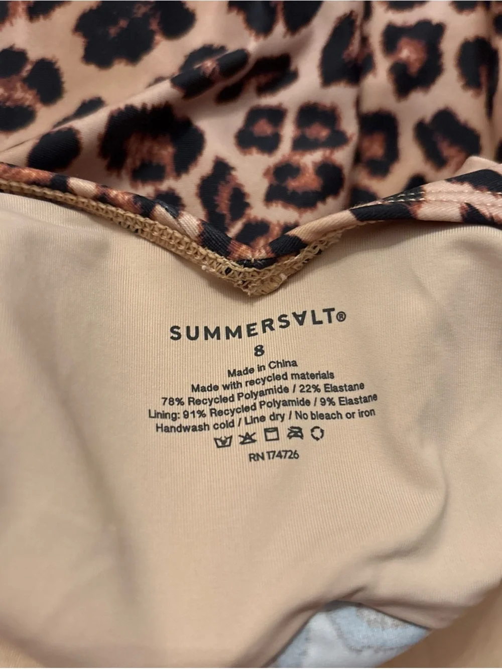 Summersalt One Piece Swimsuit Leopard Print Brown Size 8
